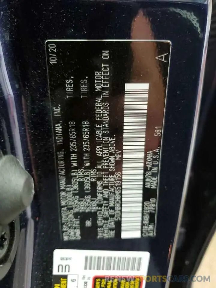14 fotografías del automóvil dañado 5TDHBRCH8MS519156 TOYOTA HIGHLANDER 2021