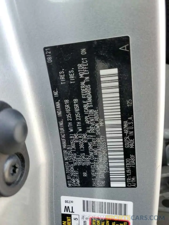 14 fotografías del automóvil dañado 5TDHZRBH2MS555177 TOYOTA HIGHLANDER 2021
