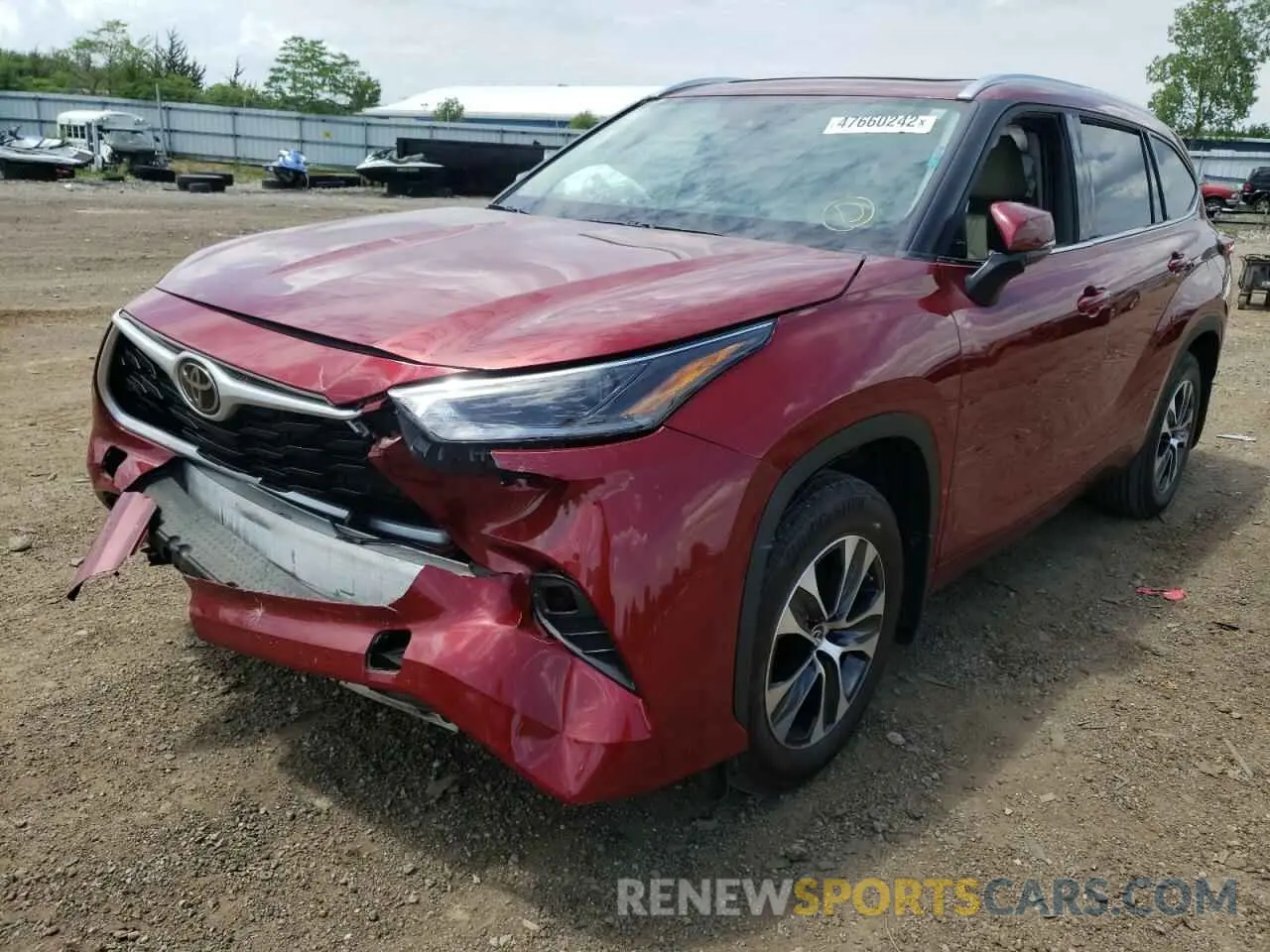 2 fotografías del automóvil dañado 5TDHZRBH6MS124115 TOYOTA HIGHLANDER 2021