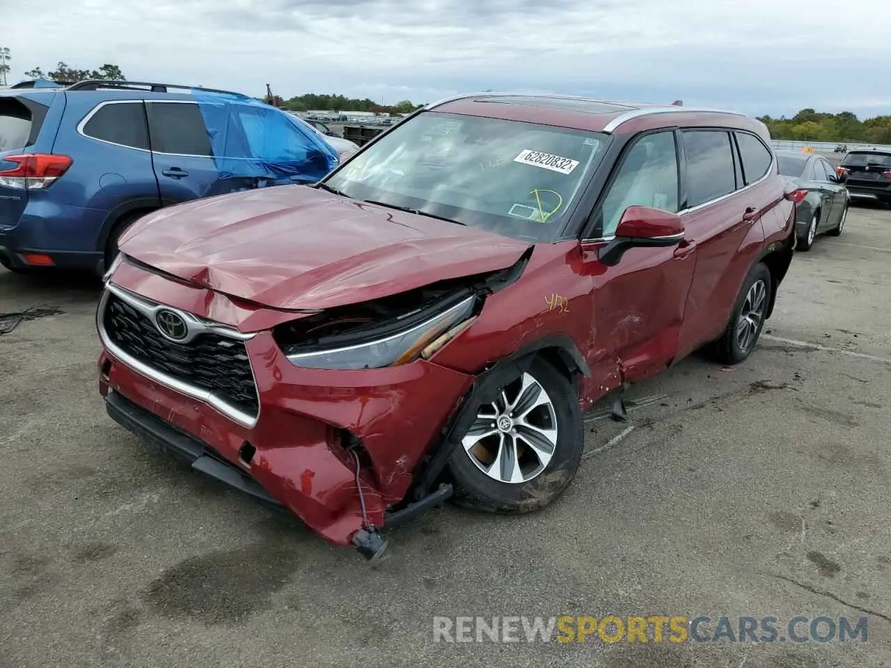 2 fotografías del automóvil dañado 5TDHZRBH9MS538845 TOYOTA HIGHLANDER 2021