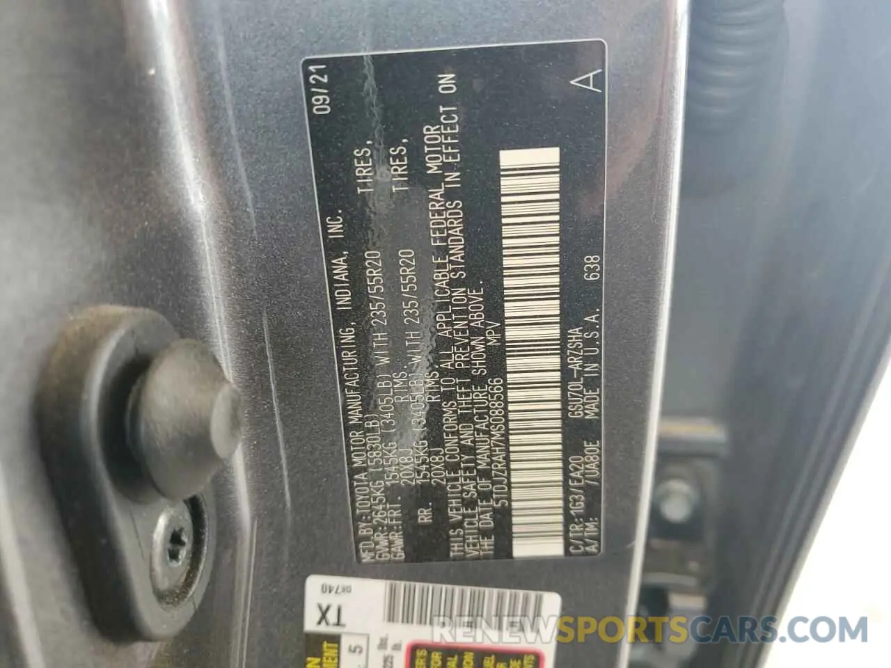 12 fotografías del automóvil dañado 5TDJZRAH7MS088566 TOYOTA HIGHLANDER 2021