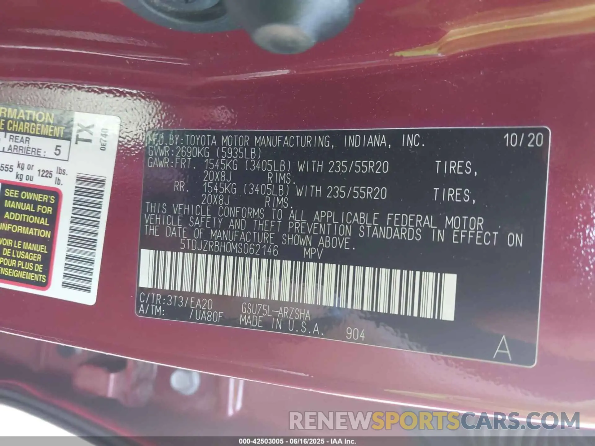 9 fotografías del automóvil dañado 5TDJZRBH0MS062146 TOYOTA HIGHLANDER 2021