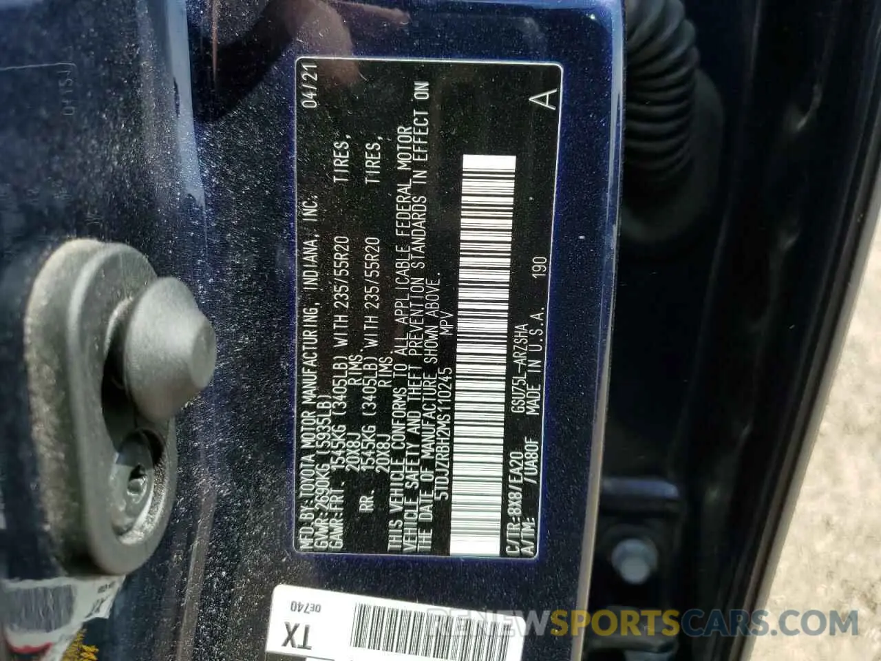 13 fotografías del automóvil dañado 5TDJZRBH2MS110245 TOYOTA HIGHLANDER 2021