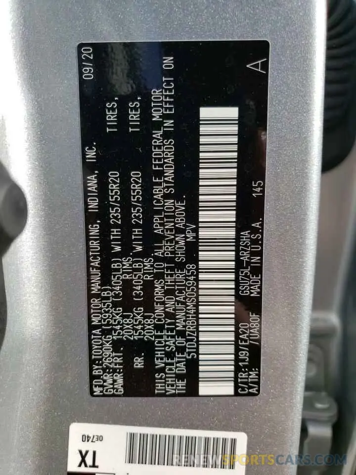 14 fotografías del automóvil dañado 5TDJZRBH4MS059458 TOYOTA HIGHLANDER 2021