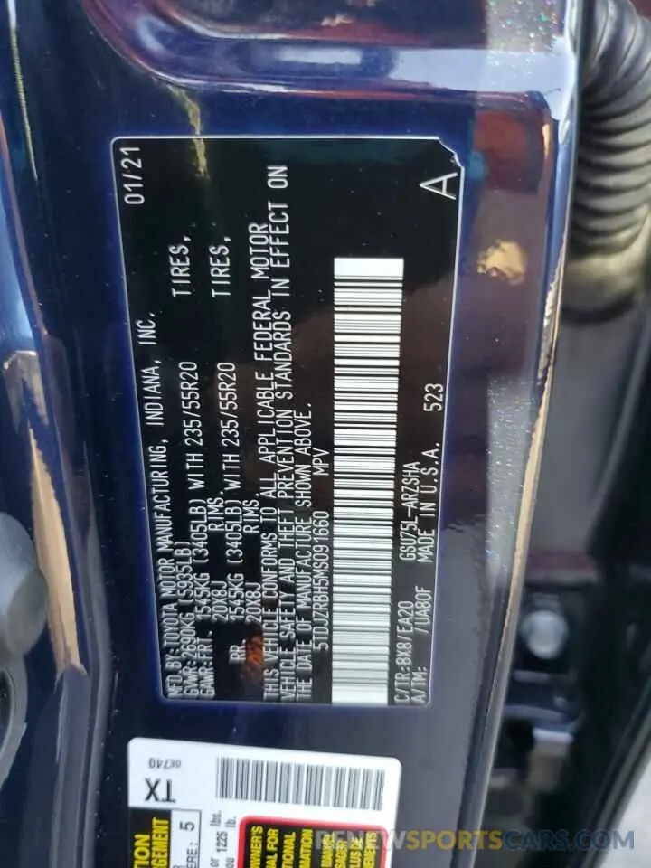 14 fotografías del automóvil dañado 5TDJZRBH5MS091660 TOYOTA HIGHLANDER 2021