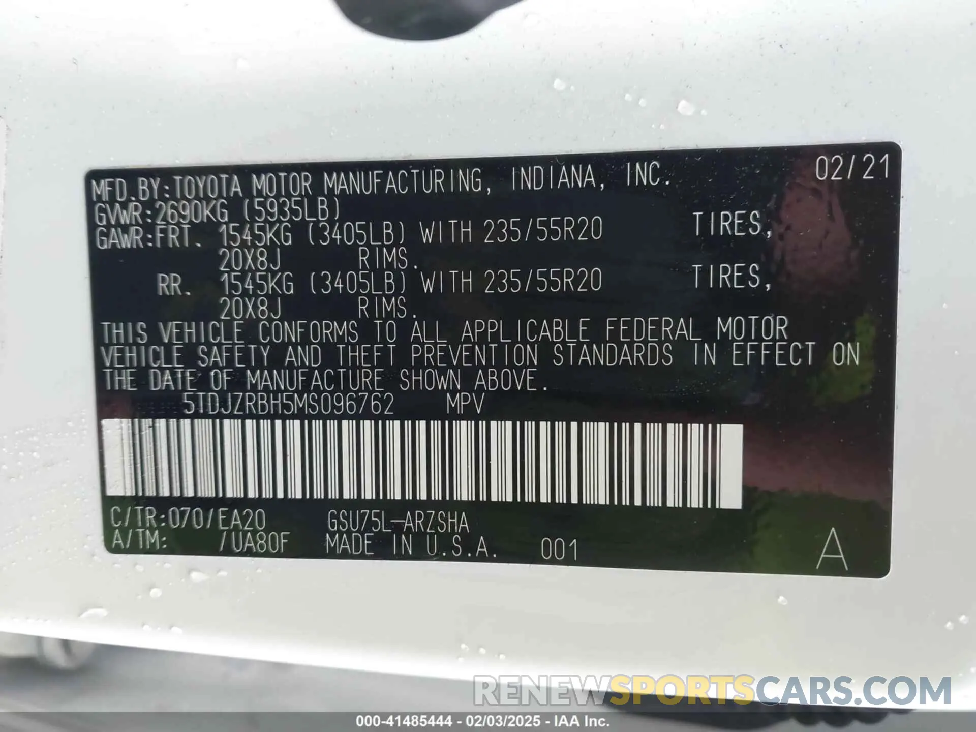 9 fotografías del automóvil dañado 5TDJZRBH5MS096762 TOYOTA HIGHLANDER 2021