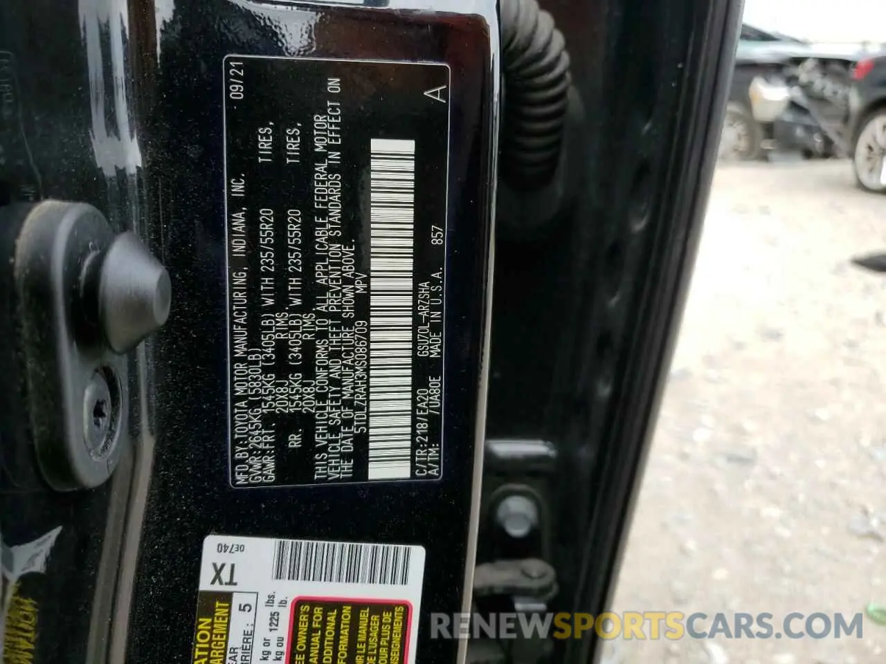 13 fotografías del automóvil dañado 5TDLZRAH3MS086709 TOYOTA HIGHLANDER 2021