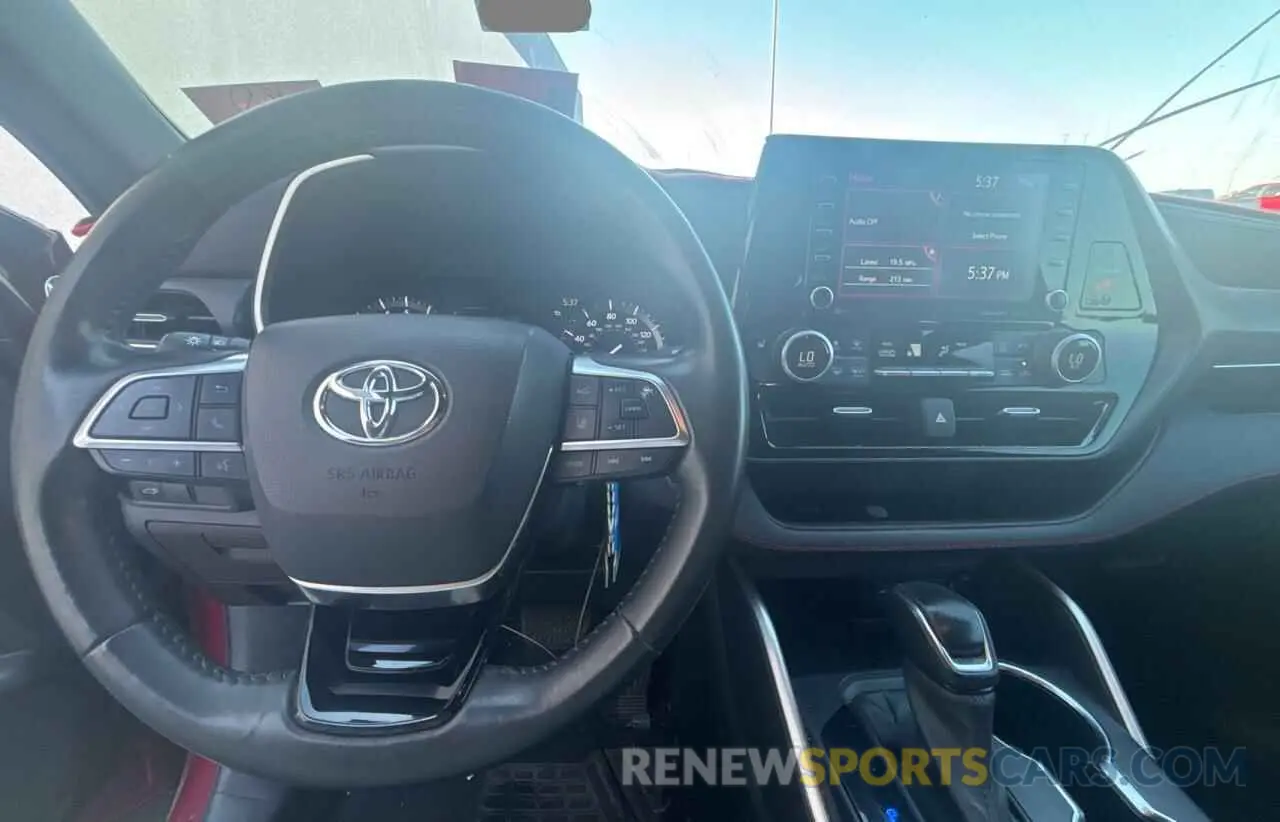 9 fotografías del automóvil dañado 5TDLZRAH9MS081224 TOYOTA HIGHLANDER 2021