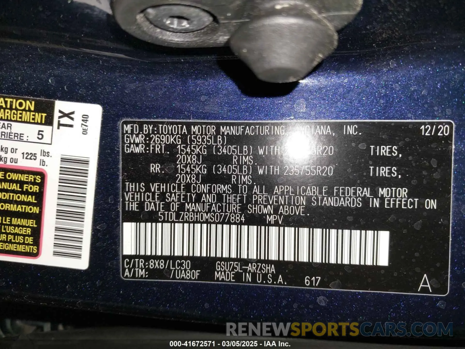 9 fotografías del automóvil dañado 5TDLZRBH0MS077884 TOYOTA HIGHLANDER 2021