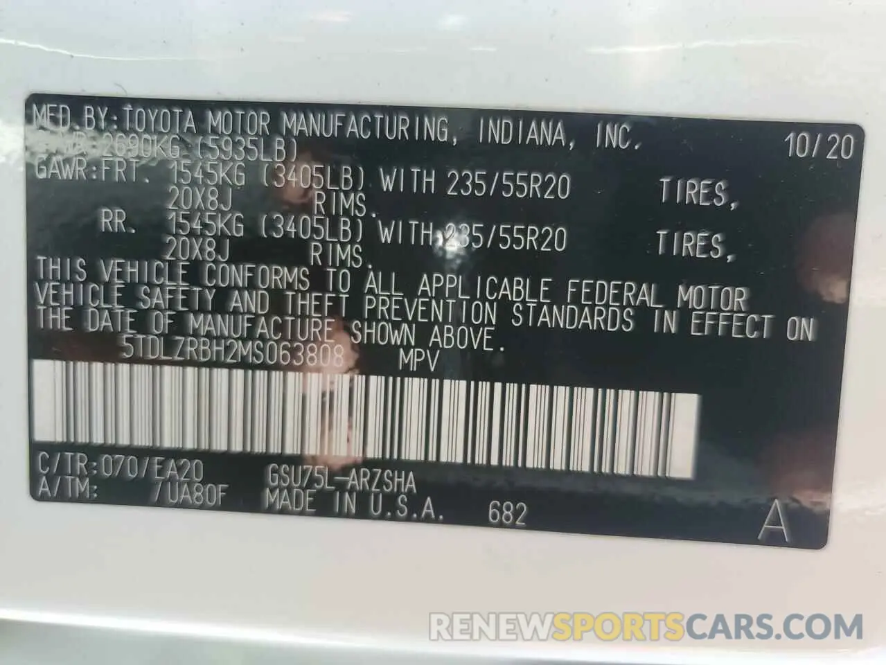15 fotografías del automóvil dañado 5TDLZRBH2MS063808 TOYOTA HIGHLANDER 2021