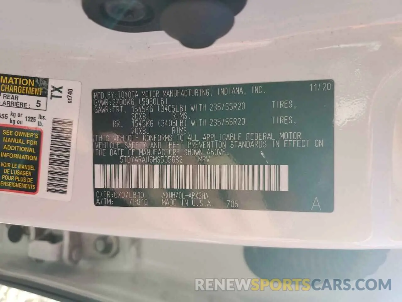 14 fotografías del automóvil dañado 5TDYARAH6MS505682 TOYOTA HIGHLANDER 2021