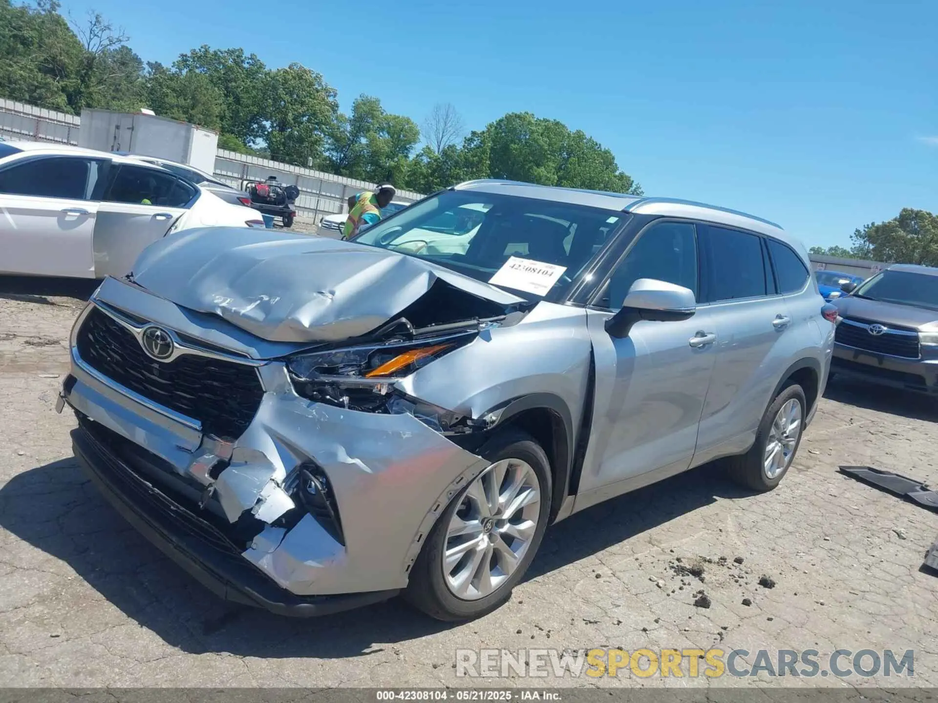 2 fotografías del automóvil dañado 5TDYZRAH0MS089945 TOYOTA HIGHLANDER 2021