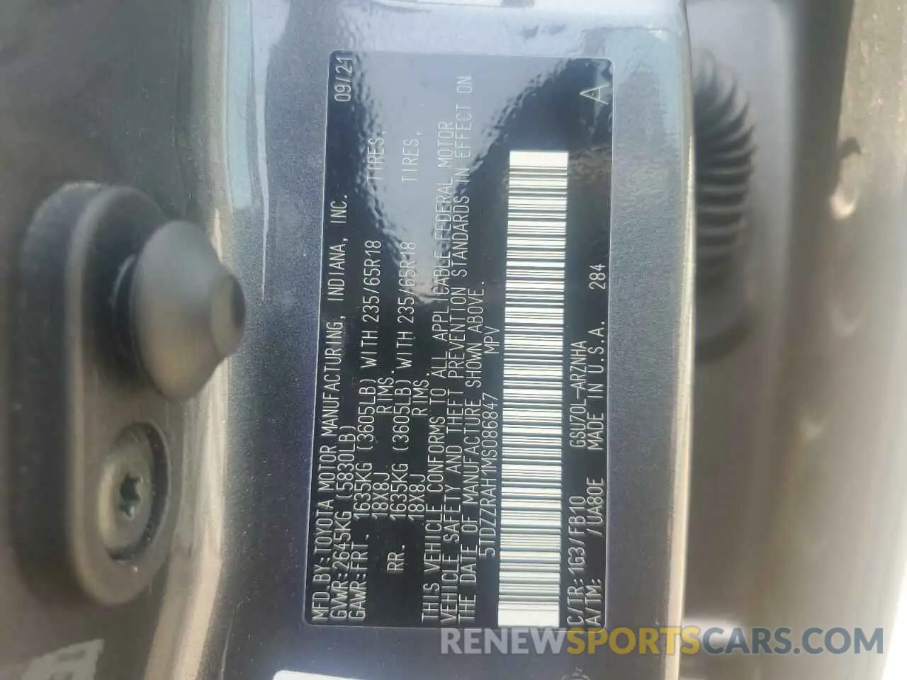 14 fotografías del automóvil dañado 5TDZZRAH1MS086847 TOYOTA HIGHLANDER 2021