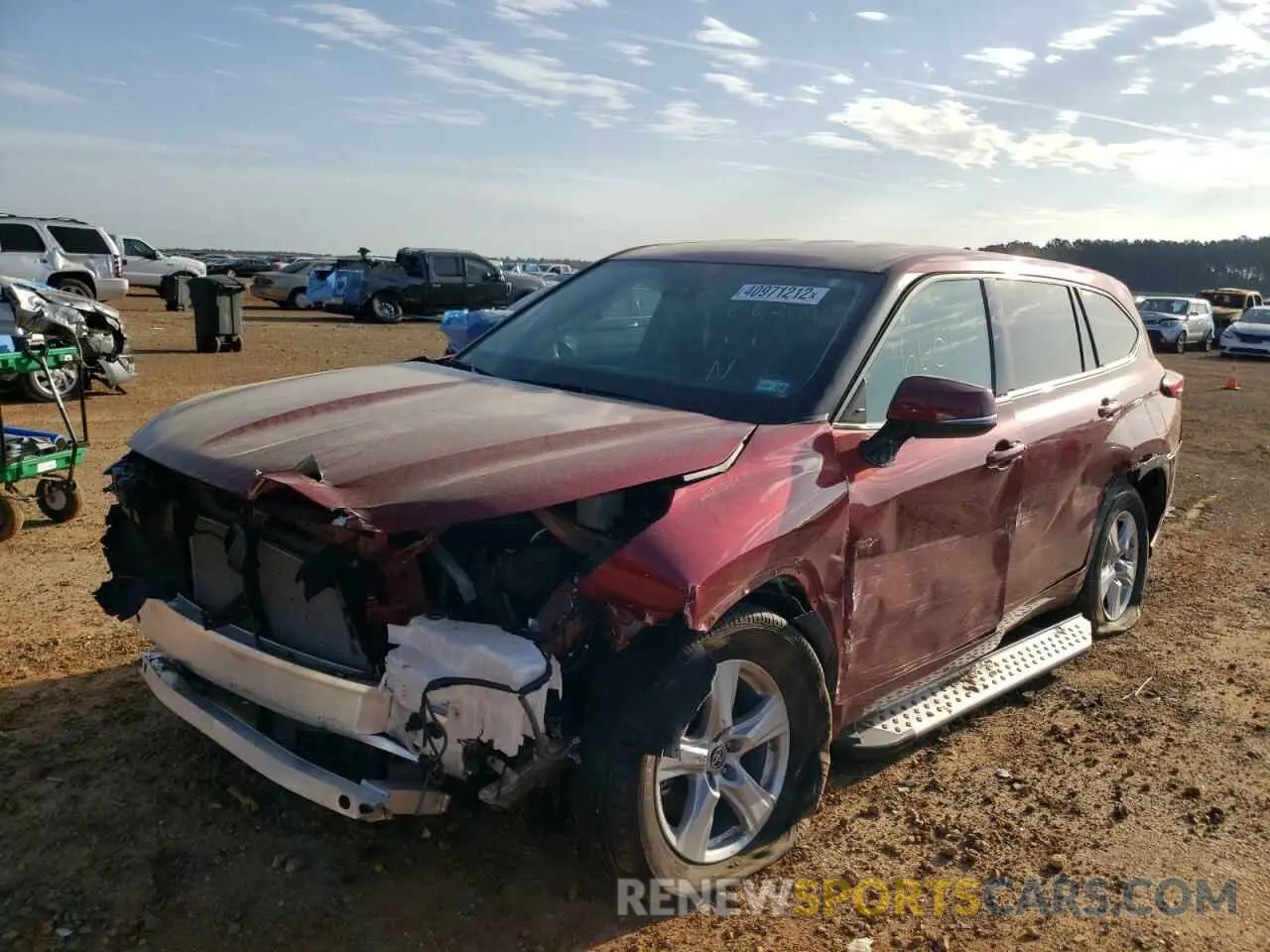 2 fotografías del automóvil dañado 5TDZZRAH6MS062995 TOYOTA HIGHLANDER 2021