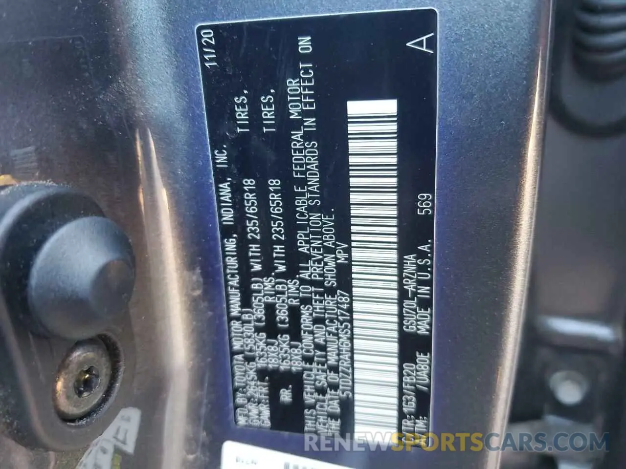 12 fotografías del automóvil dañado 5TDZZRAH6MS517487 TOYOTA HIGHLANDER 2021