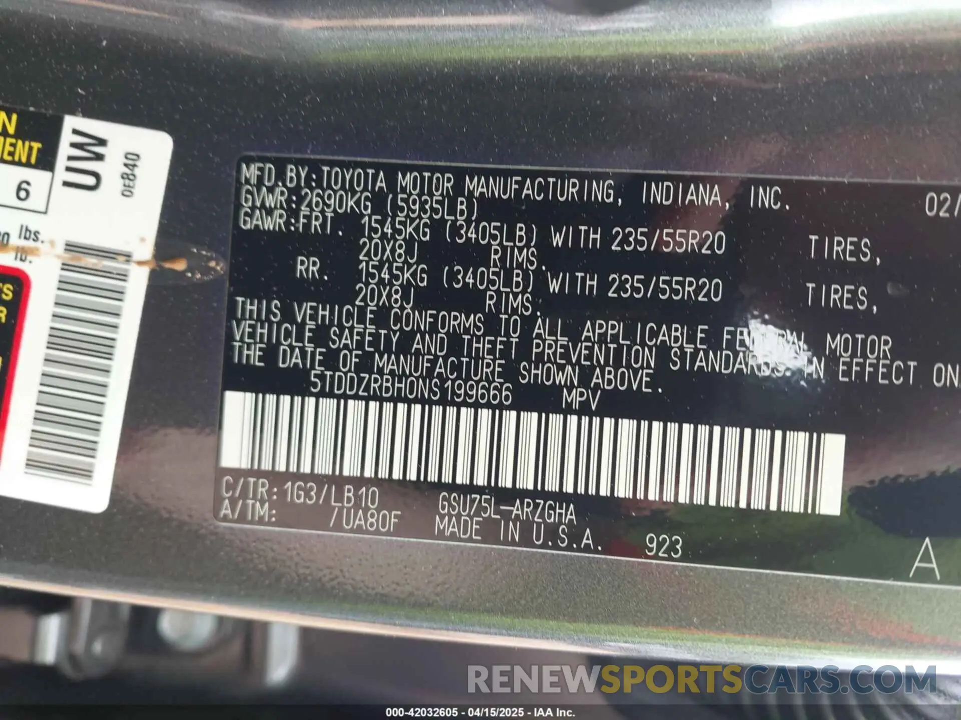 9 fotografías del automóvil dañado 5TDDZRBH0NS199666 TOYOTA HIGHLANDER 2022
