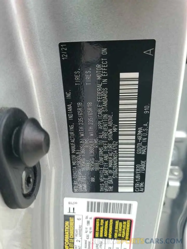 13 fotografías del automóvil dañado 5TDGZRAH0NS541762 TOYOTA HIGHLANDER 2022