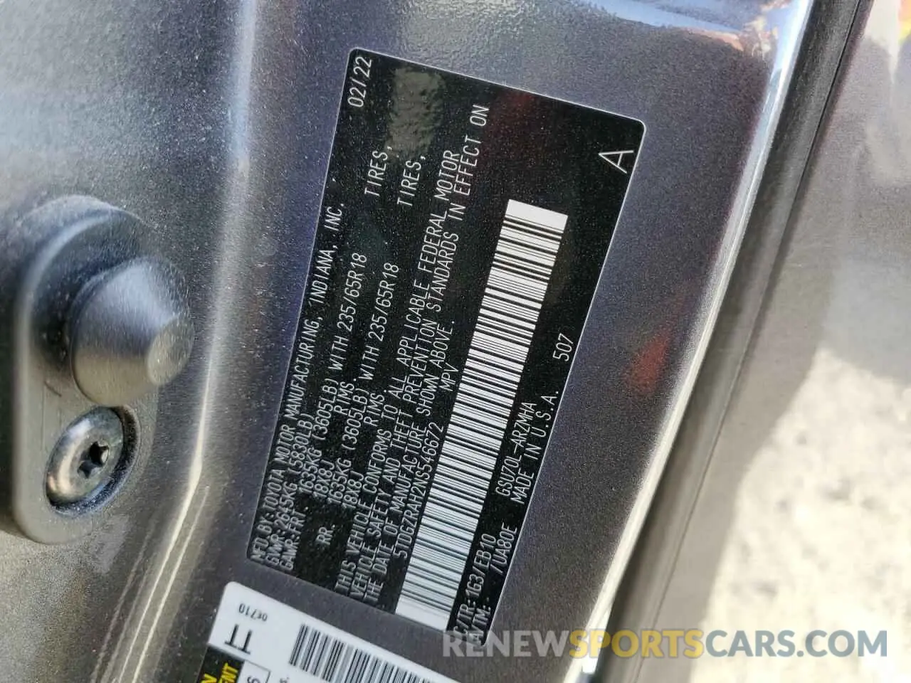 13 fotografías del automóvil dañado 5TDGZRAH2NS546672 TOYOTA HIGHLANDER 2022