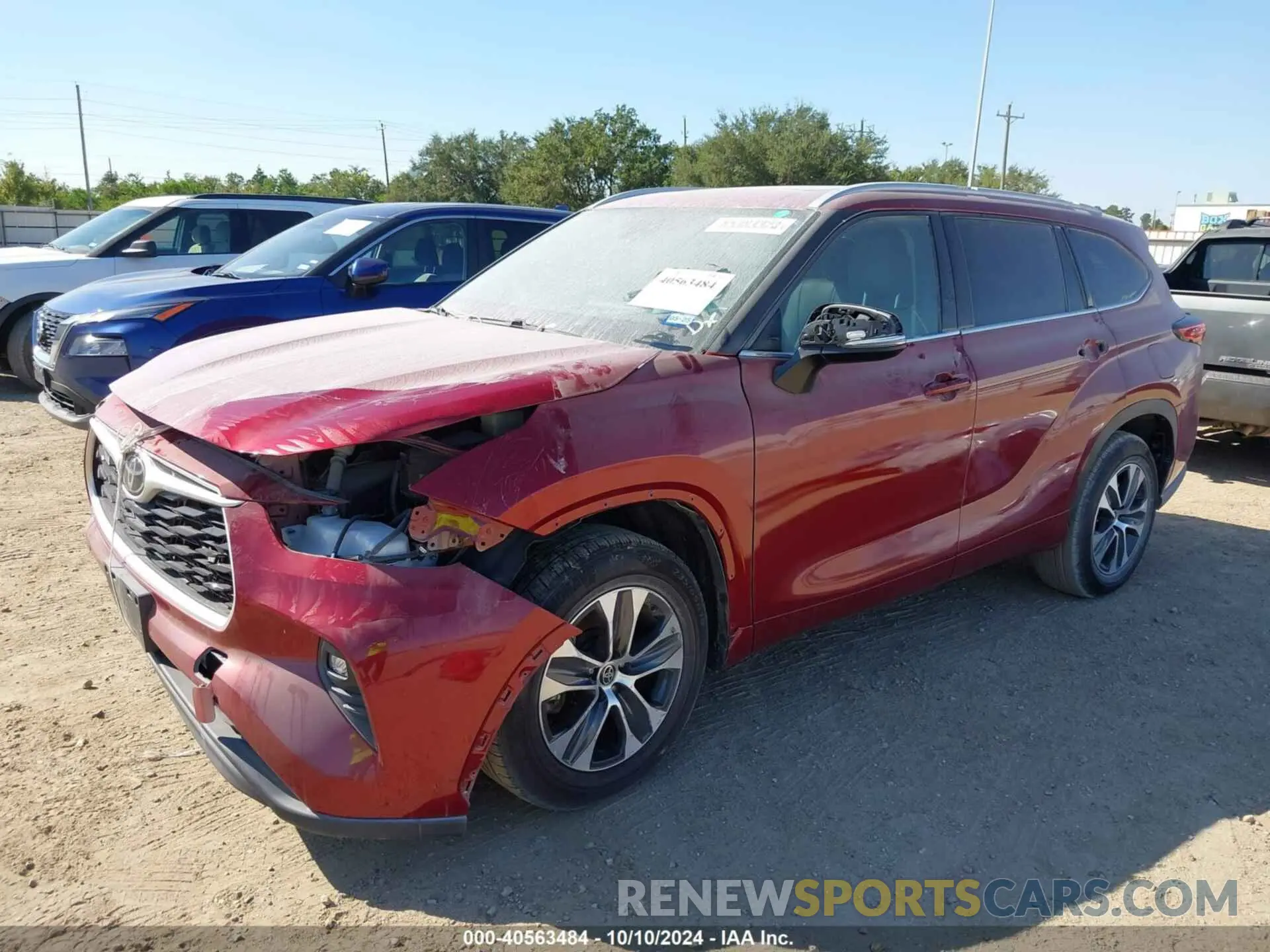 2 fotografías del automóvil dañado 5TDGZRAH7NS542925 TOYOTA HIGHLANDER 2022