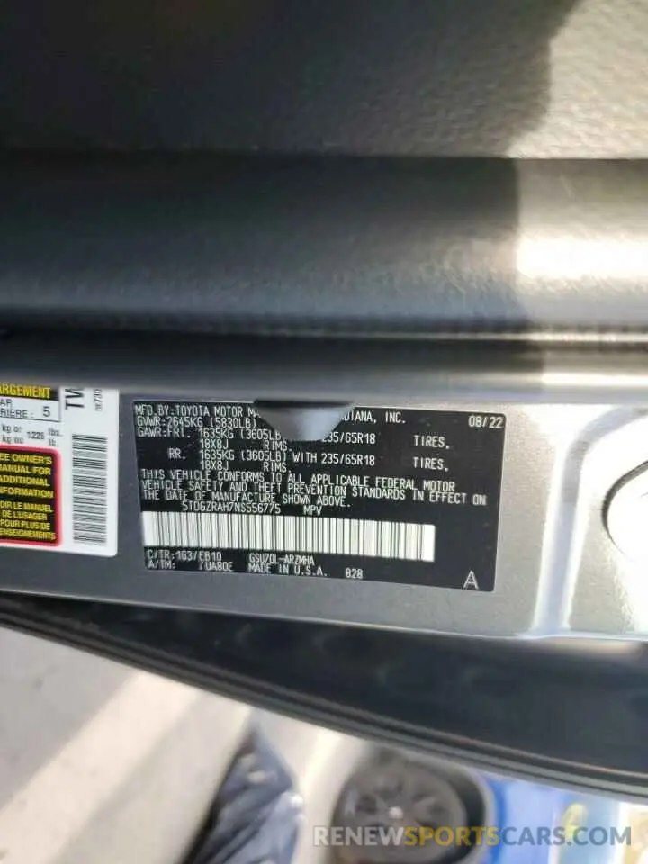 13 fotografías del automóvil dañado 5TDGZRAH7NS556775 TOYOTA HIGHLANDER 2022