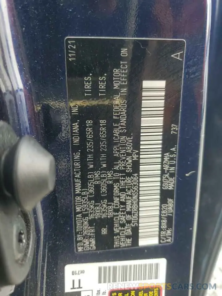 14 fotografías del automóvil dañado 5TDGZRBH0NS563064 TOYOTA HIGHLANDER 2022