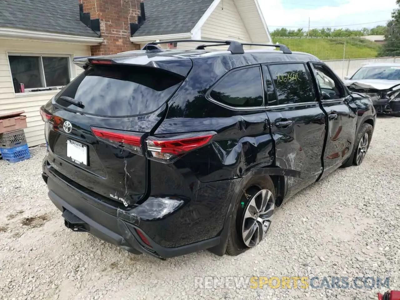 4 fotografías del automóvil dañado 5TDGZRBHXNS580180 TOYOTA HIGHLANDER 2022