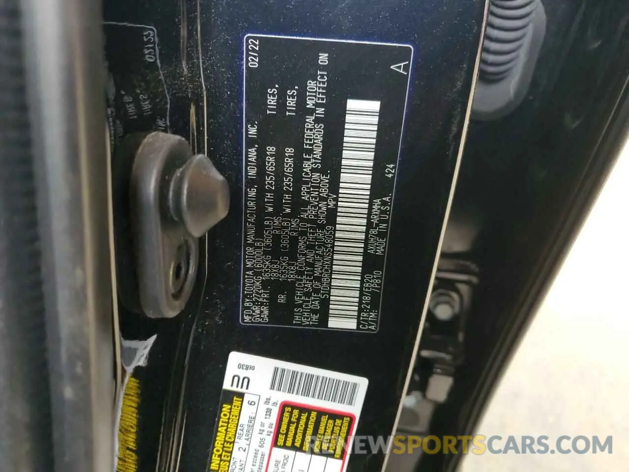 13 fotografías del automóvil dañado 5TDHBRCHXNS548059 TOYOTA HIGHLANDER 2022