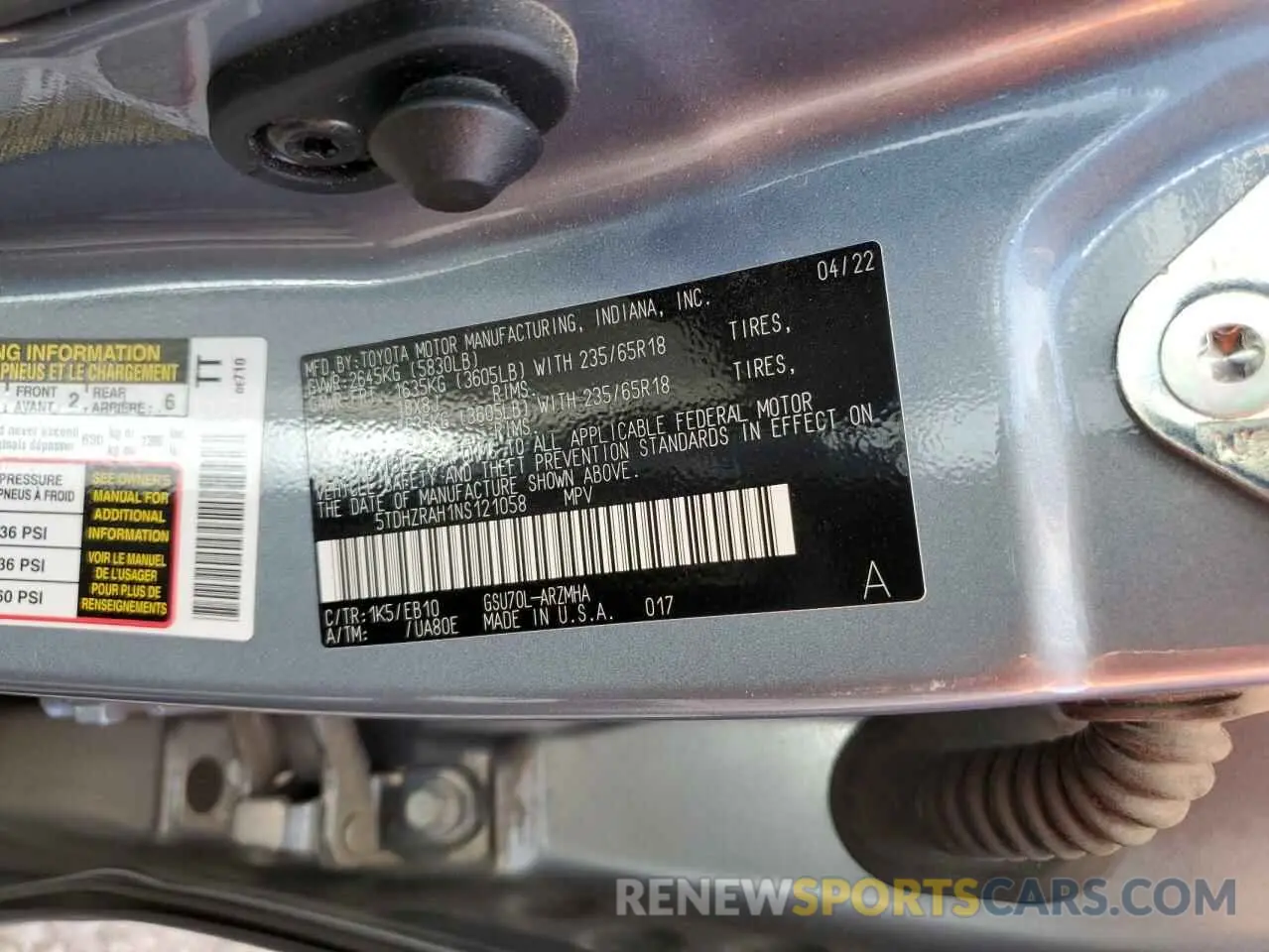 13 fotografías del automóvil dañado 5TDHZRAH1NS121058 TOYOTA HIGHLANDER 2022