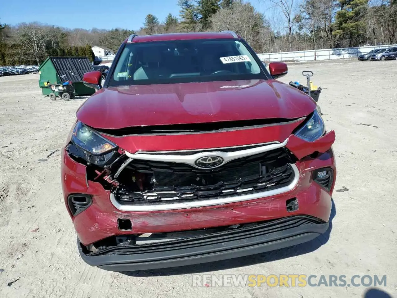 5 fotografías del automóvil dañado 5TDHZRBH8NS575998 TOYOTA HIGHLANDER 2022