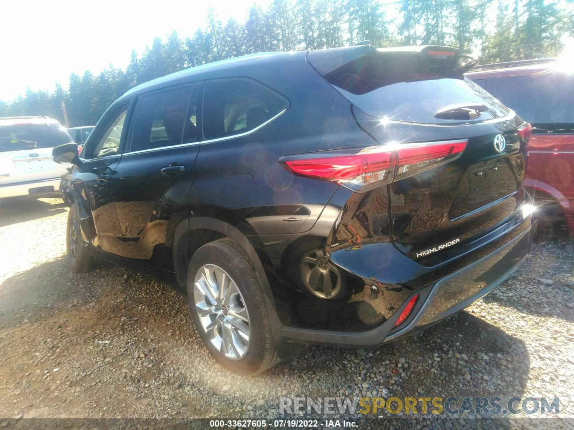 3 fotografías del automóvil dañado 5TDXBRCH0NS545683 TOYOTA HIGHLANDER 2022