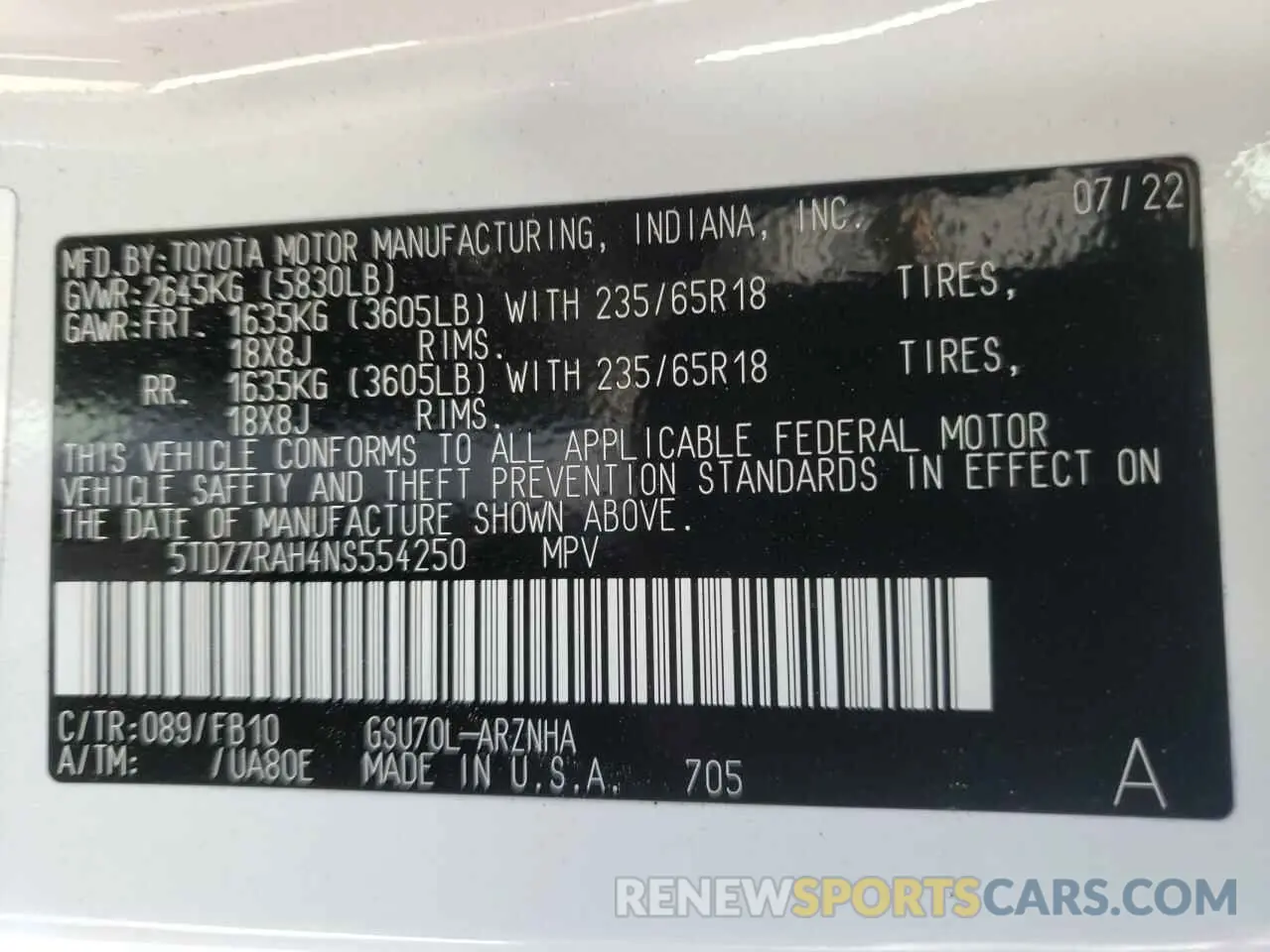 14 fotografías del automóvil dañado 5TDZZRAH4NS554250 TOYOTA HIGHLANDER 2022