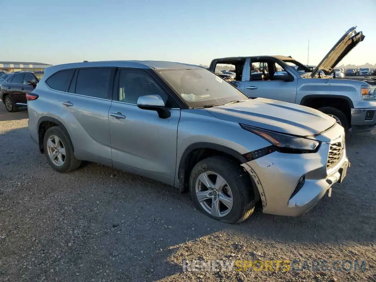 4 fotografías del automóvil dañado 5TDZZRAHXNS105459 TOYOTA HIGHLANDER 2022