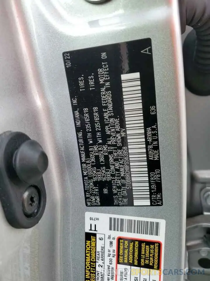 13 fotografías del automóvil dañado 5TDBBRCH8PS563958 TOYOTA HIGHLANDER 2023
