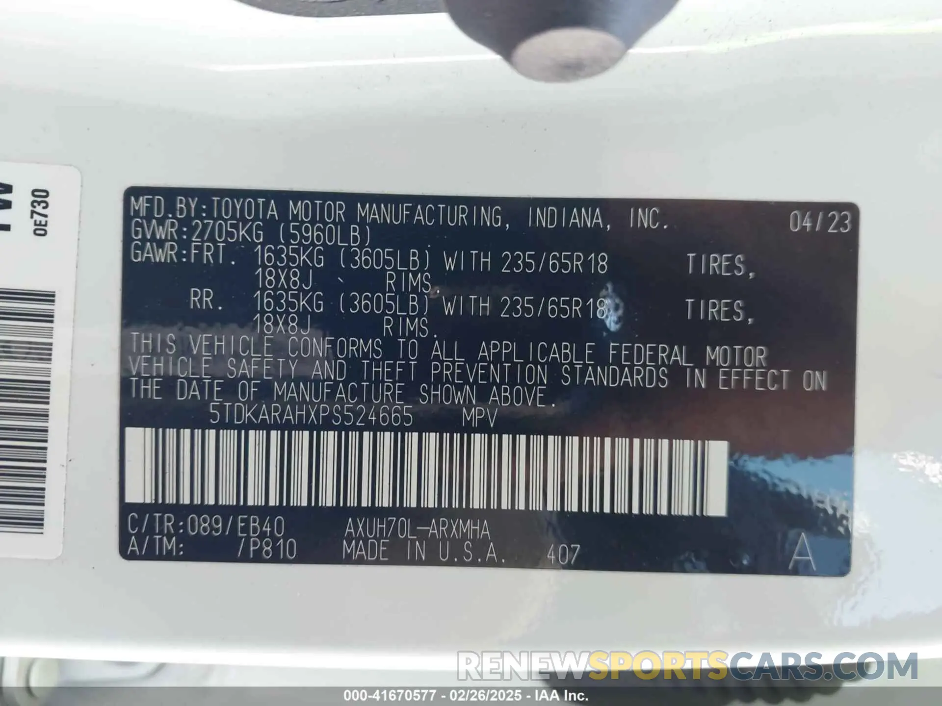 9 fotografías del automóvil dañado 5TDKARAHXPS524665 TOYOTA HIGHLANDER 2023