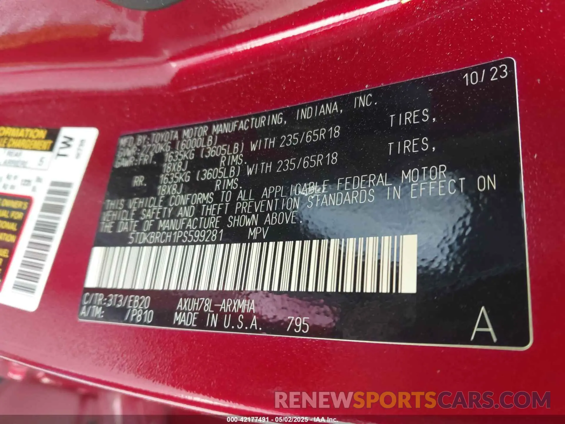 9 fotografías del automóvil dañado 5TDKBRCH1PS599281 TOYOTA HIGHLANDER 2023