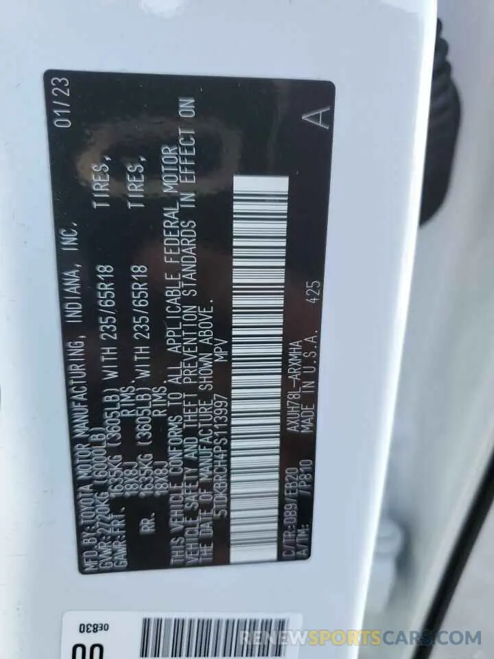 13 fotografías del automóvil dañado 5TDKBRCH4PS113997 TOYOTA HIGHLANDER 2023