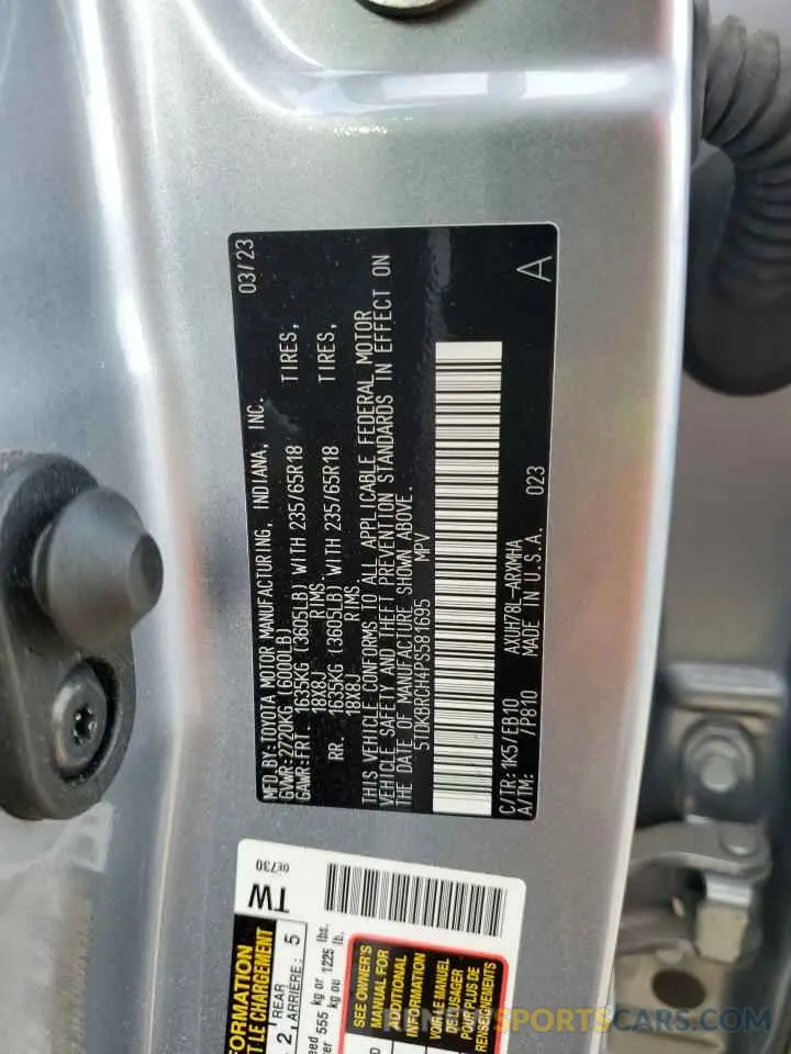 13 fotografías del automóvil dañado 5TDKBRCH4PS581695 TOYOTA HIGHLANDER 2023