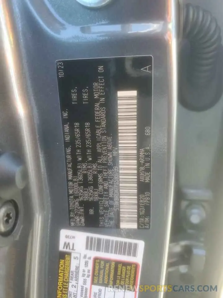 12 fotografías del automóvil dañado 5TDKBRCH7PS599799 TOYOTA HIGHLANDER 2023