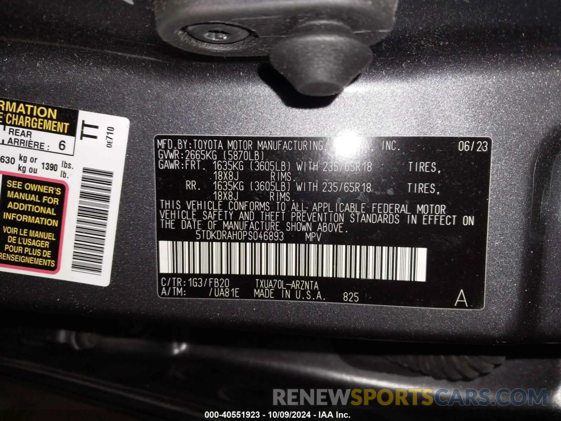9 fotografías del automóvil dañado 5TDKDRAH0PS046893 TOYOTA HIGHLANDER 2023