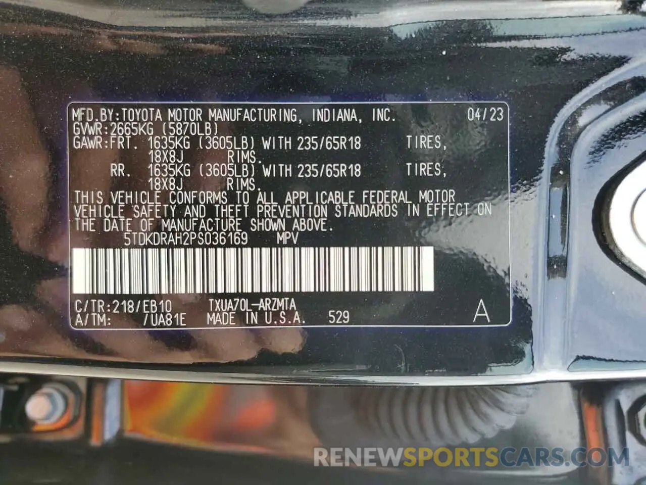14 fotografías del automóvil dañado 5TDKDRAH2PS036169 TOYOTA HIGHLANDER 2023