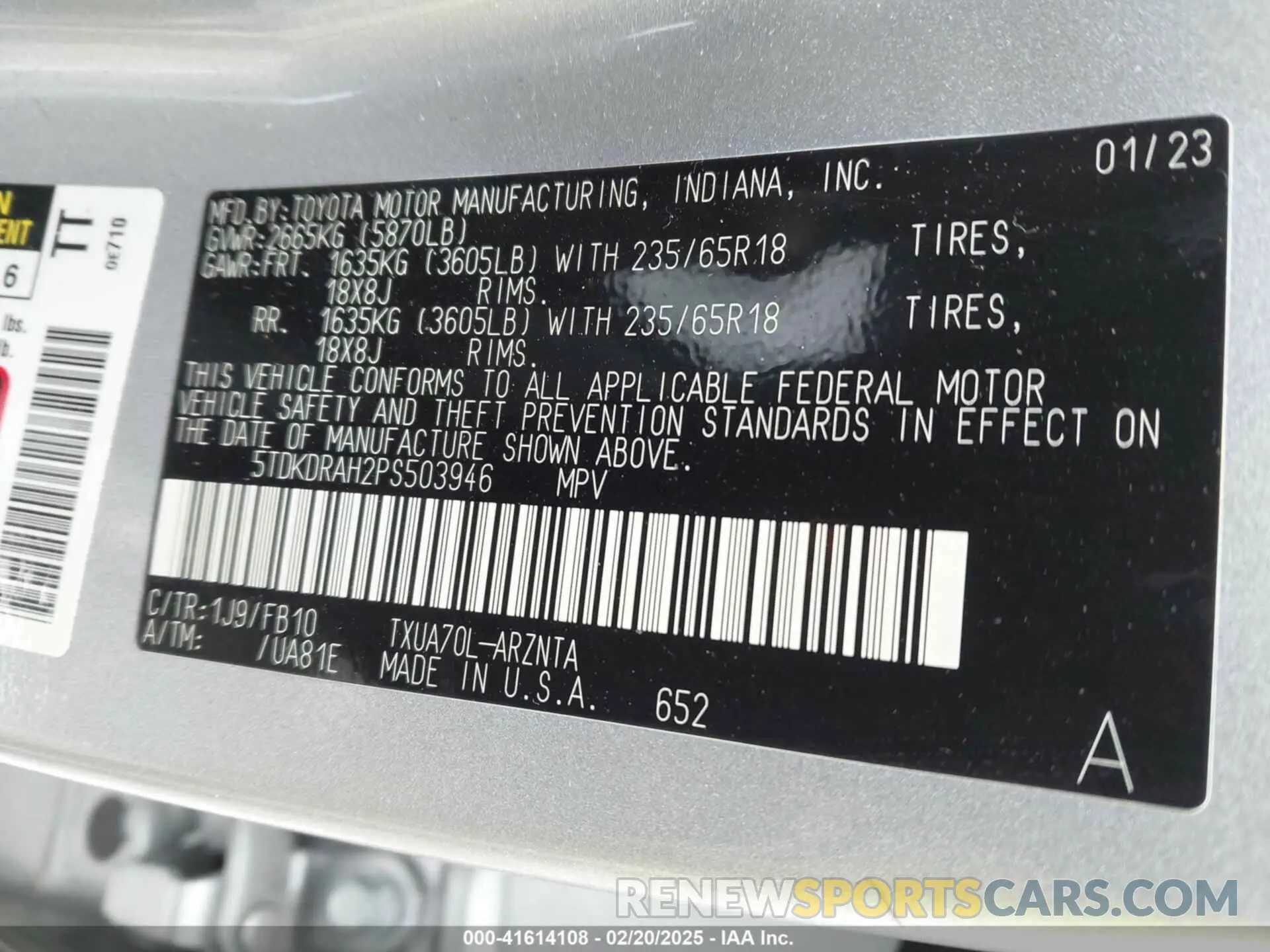 9 fotografías del automóvil dañado 5TDKDRAH2PS503946 TOYOTA HIGHLANDER 2023