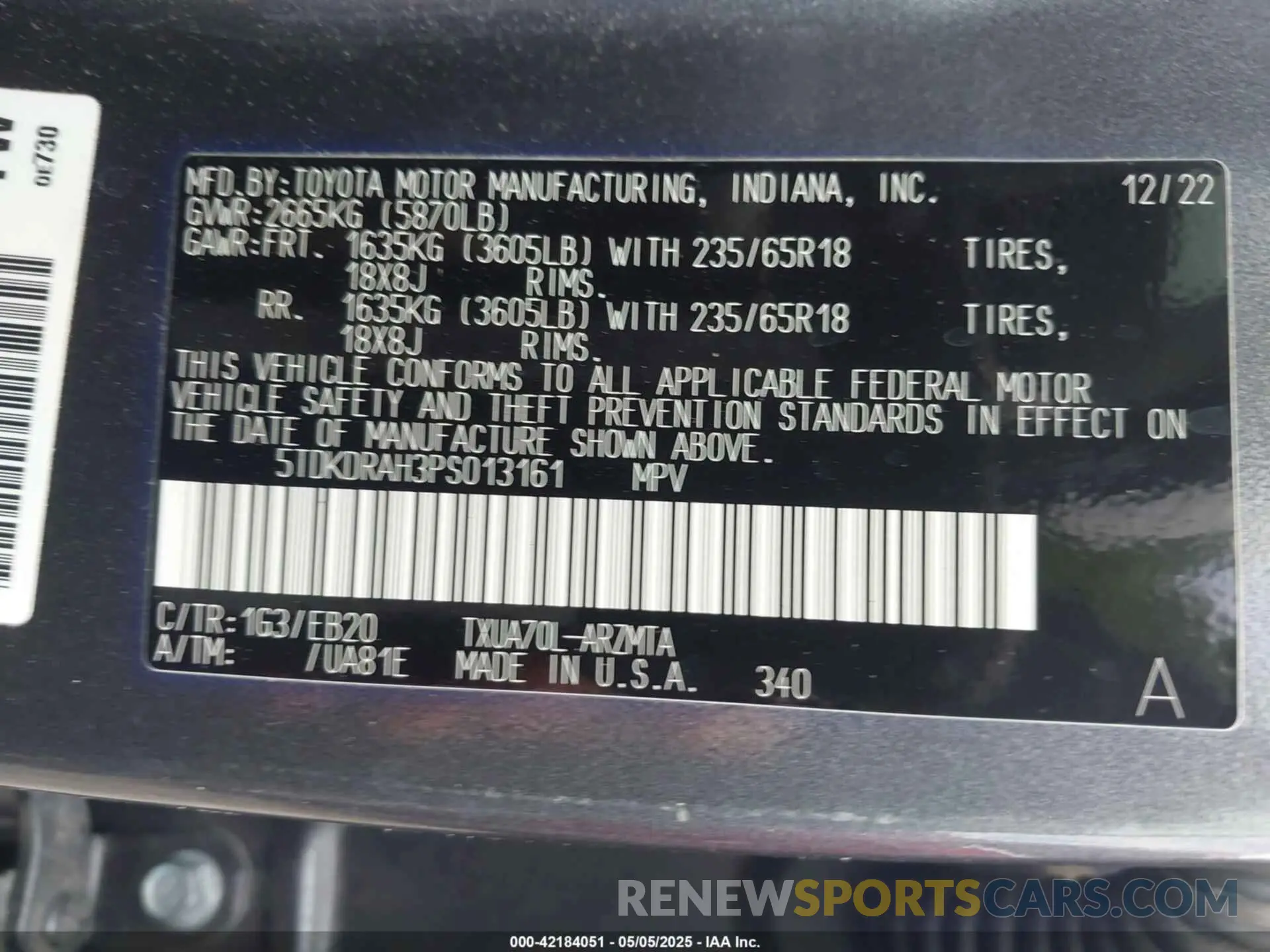 9 fotografías del automóvil dañado 5TDKDRAH3PS013161 TOYOTA HIGHLANDER 2023
