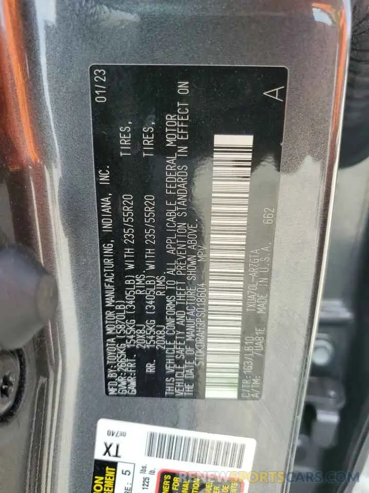 13 fotografías del automóvil dañado 5TDKDRAH3PS018604 TOYOTA HIGHLANDER 2023