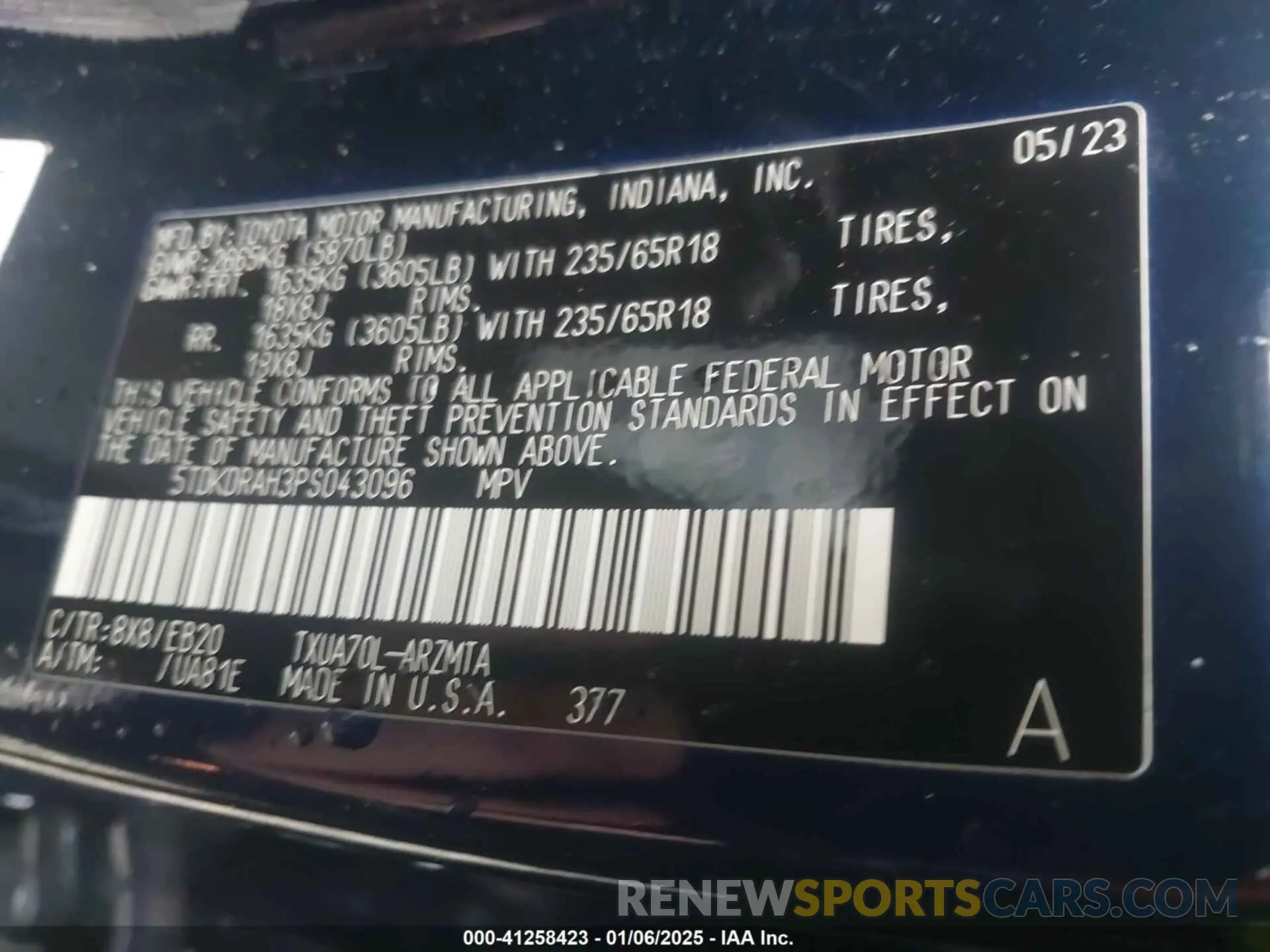9 fotografías del automóvil dañado 5TDKDRAH3PS043096 TOYOTA HIGHLANDER 2023