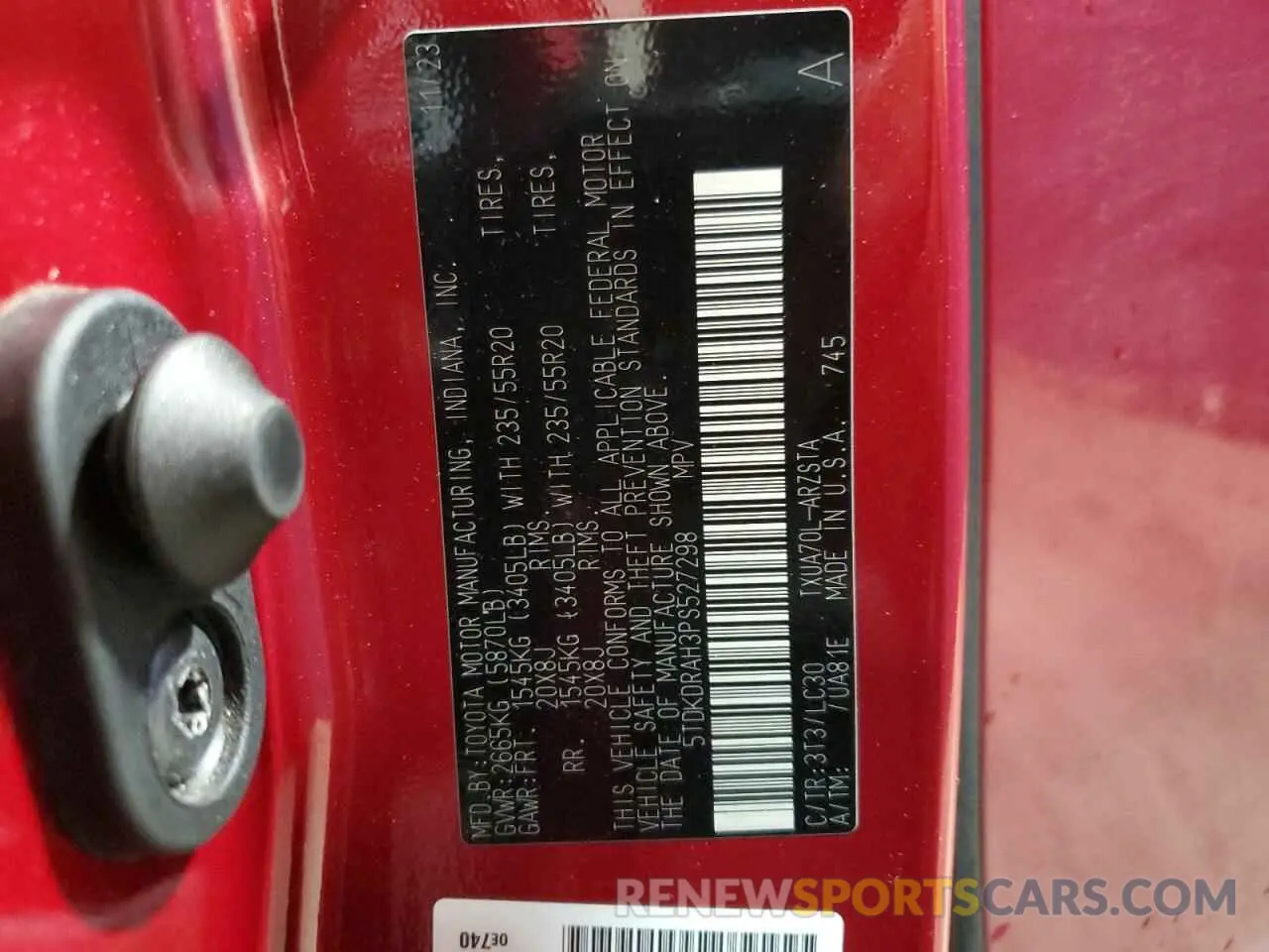 14 fotografías del automóvil dañado 5TDKDRAH3PS527298 TOYOTA HIGHLANDER 2023