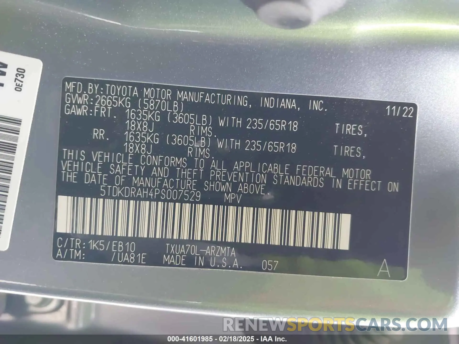 9 fotografías del automóvil dañado 5TDKDRAH4PS007529 TOYOTA HIGHLANDER 2023