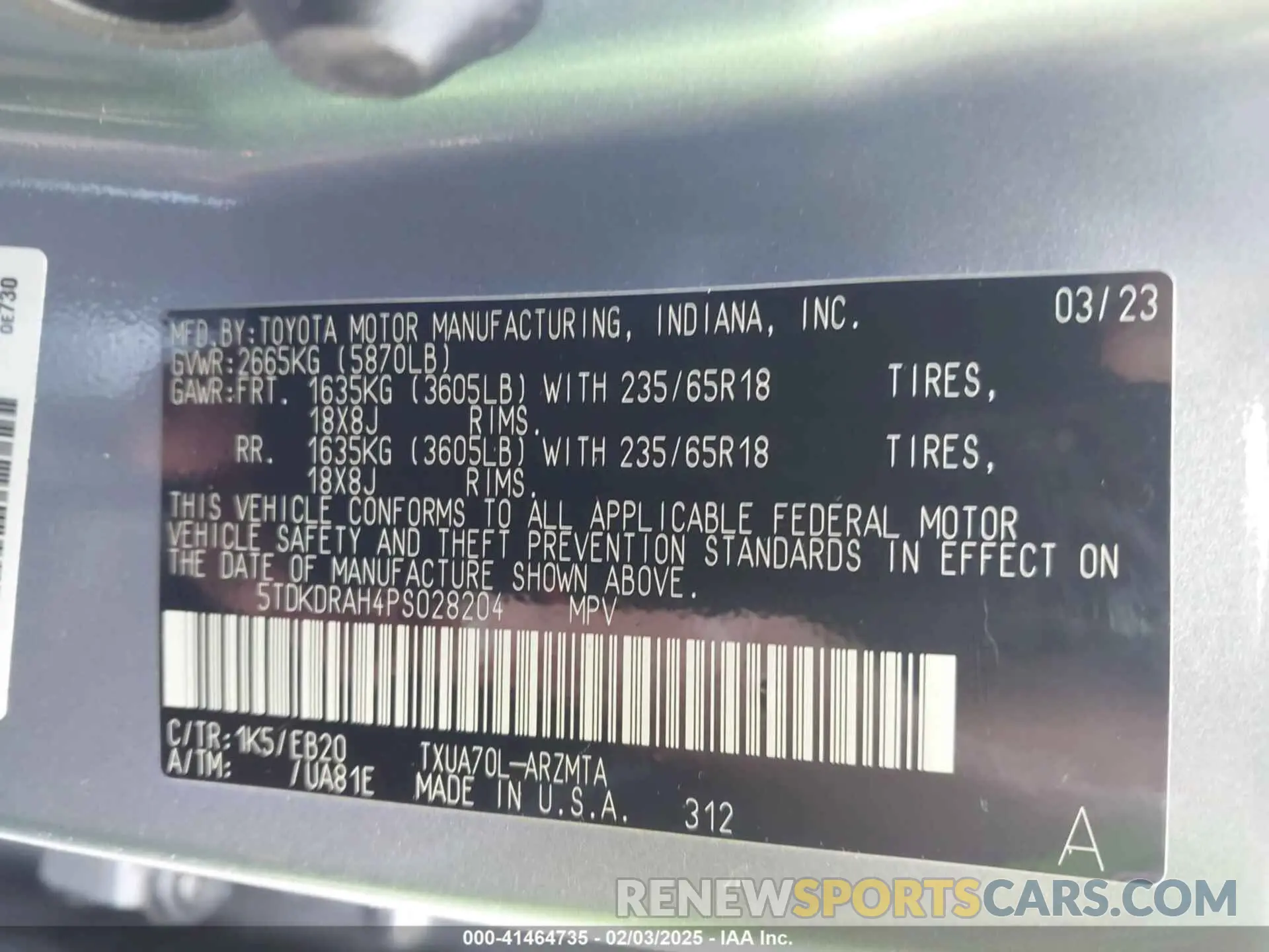 9 fotografías del automóvil dañado 5TDKDRAH4PS028204 TOYOTA HIGHLANDER 2023