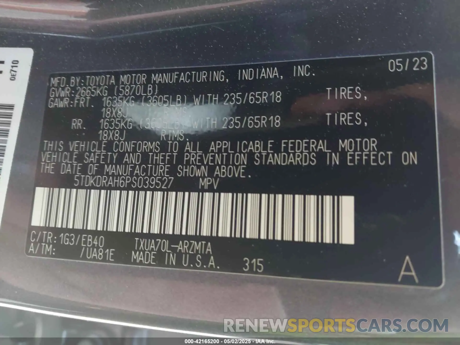 9 fotografías del automóvil dañado 5TDKDRAH6PS039527 TOYOTA HIGHLANDER 2023