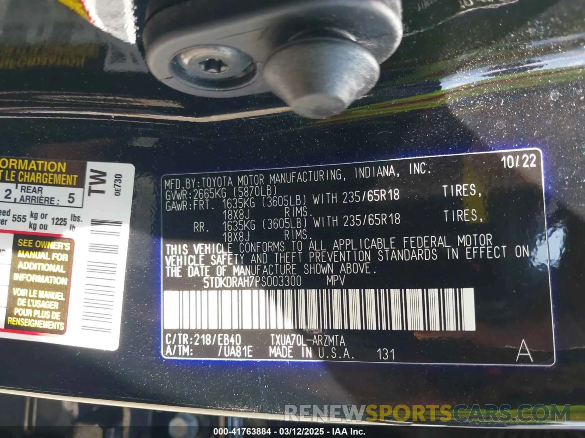9 fotografías del automóvil dañado 5TDKDRAH7PS003300 TOYOTA HIGHLANDER 2023