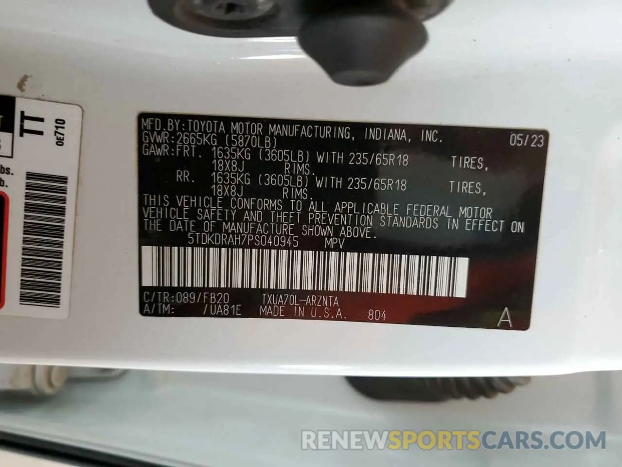 15 fotografías del automóvil dañado 5TDKDRAH7PS040945 TOYOTA HIGHLANDER 2023